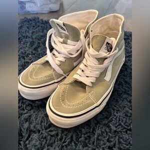 Worn once! Pistachio vans high tops.